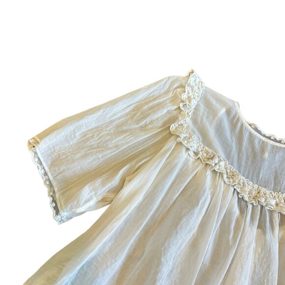 Free People Luna White Bohemian Blouse Short Sleeve Flowy Cropped Lace Medium - Picture 10 of 13